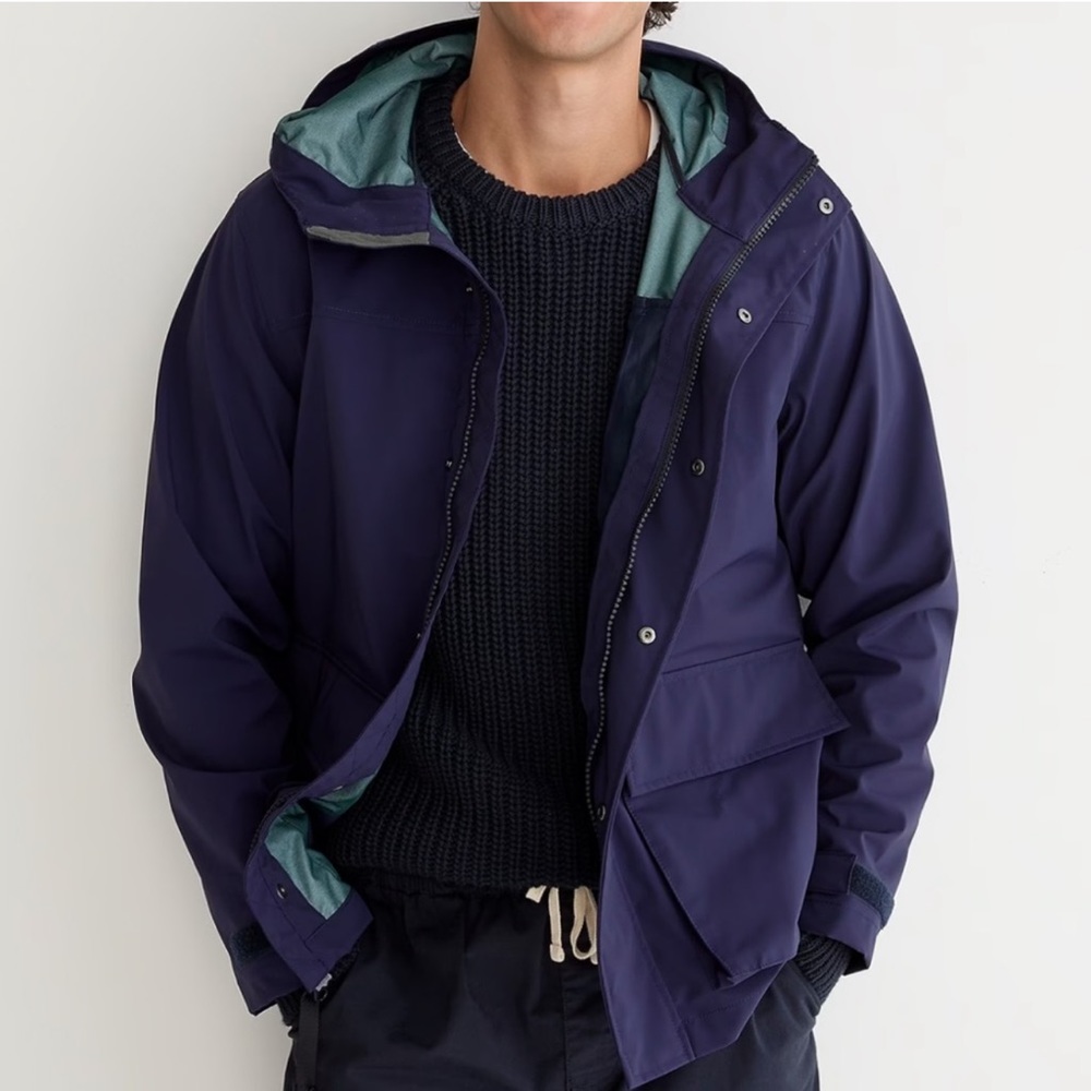 J Crew Brunswick rain jacket bright indigo blue